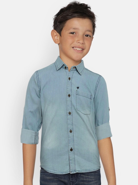 

612 league Boys Blue Regular Fit Faded Casual Shirt