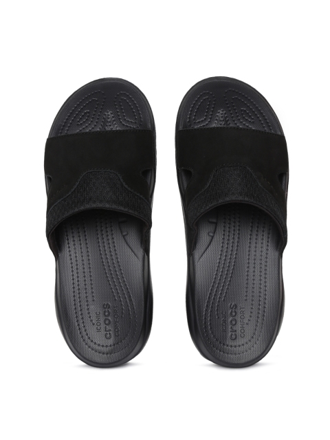 

Crocs Men Black Solid Leather Sliders