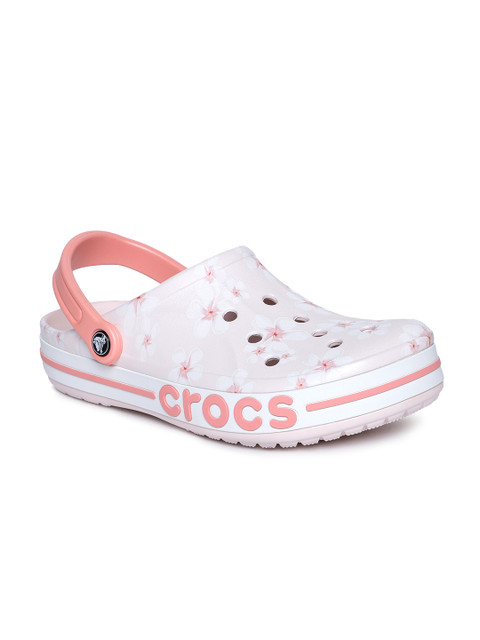 

Crocs Unisex Pink & White Bayaband Printed Clogs
