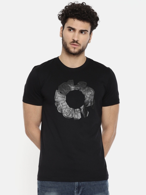 

Parx Men Black Printed Round Neck T-shirt