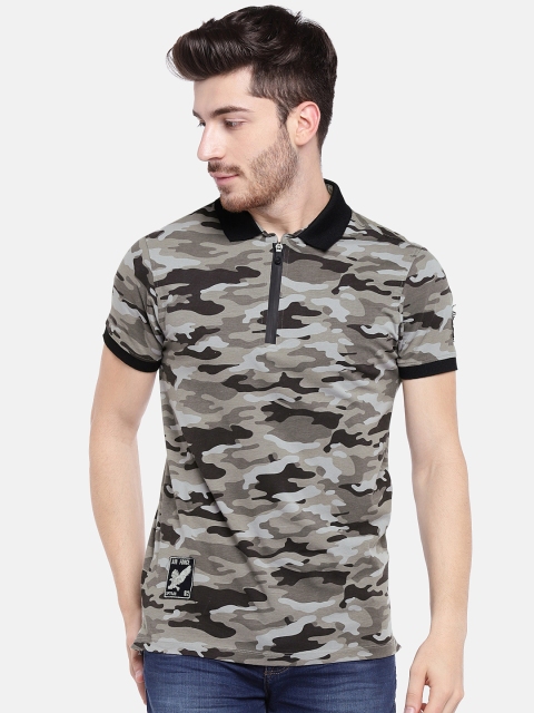 

SPYKAR Men Grey Printed Polo Collar T-shirt
