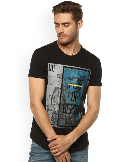 

SPYKAR Men Black & Grey Printed Round Neck T-shirt