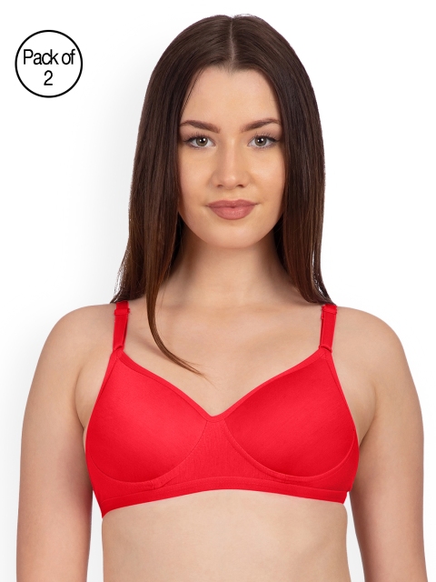 

Komli Pack of 2 Red Non-Wired Heavily Padded T-shirt Bras K9513-2PC-RD