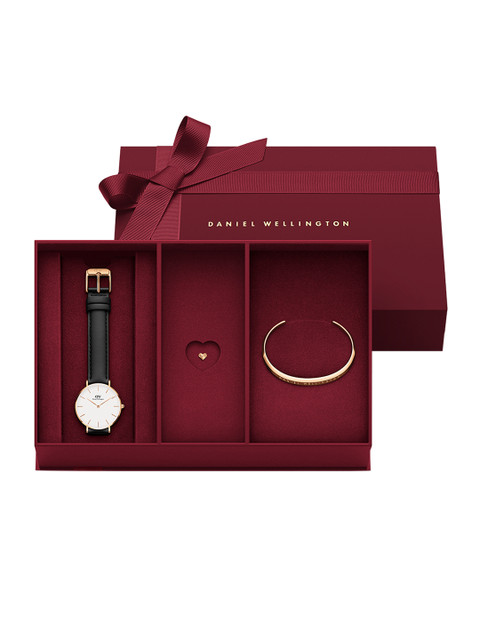 

Daniel Wellington Women White & Rose Gold-Toned Watch Gift Set DW00500324