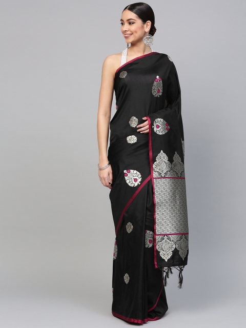 

Pisara Black & Silver Woven Design Banarasi Saree