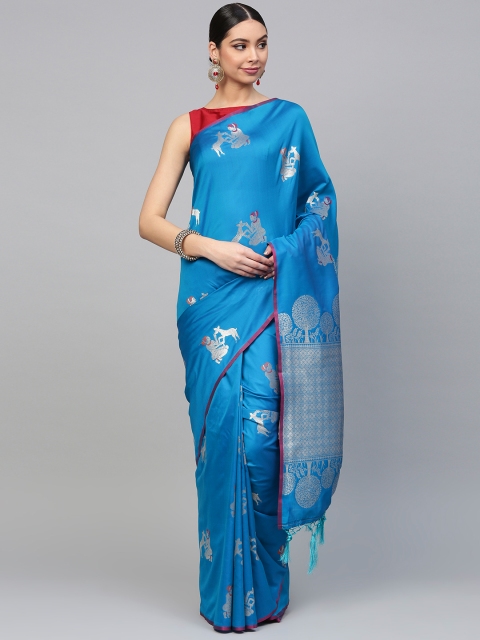 

Pisara Blue & Silver Woven Design Banarasi Saree