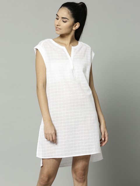 

Marks & Spencer Women White Self-Checked Cover-Up Dress T523462