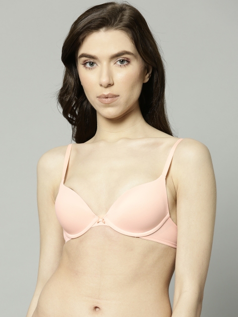 

Marks & Spencer Pink Solid Underwired Lightly Padded Plunge T-Shirt Bra T330360