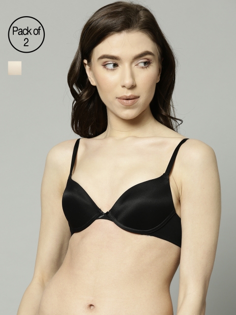 

Marks & Spencer Pack Of 2 Solid Plunge Bras T330360B, Beige