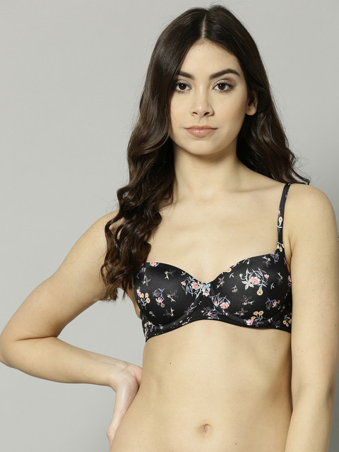 

Marks & Spencer Black & Pink Printed Underwired Lightly Padded Balconette Bra T330373
