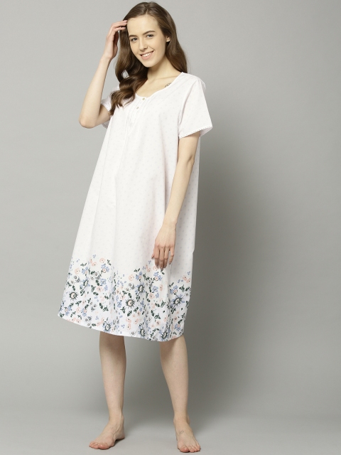 

Marks & Spencer White & Blue Printed Midi Nightdress T377867