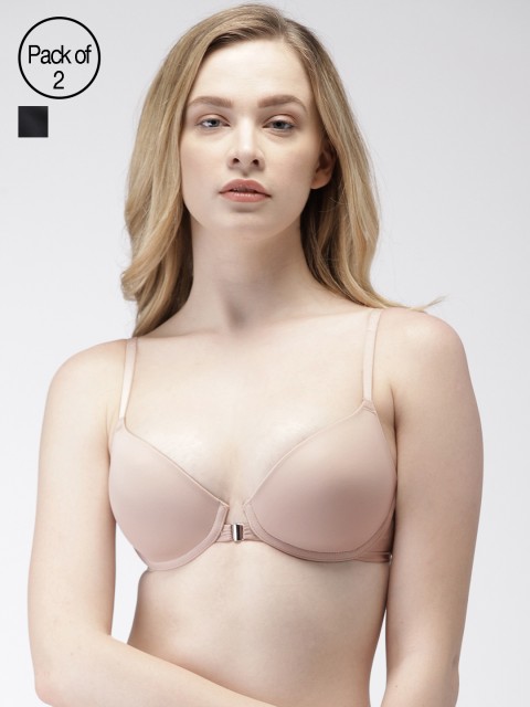 

Marks & Spencer Women Pack of 2 Underwired Lightly Padded Plunge Bras T330362A, Beige
