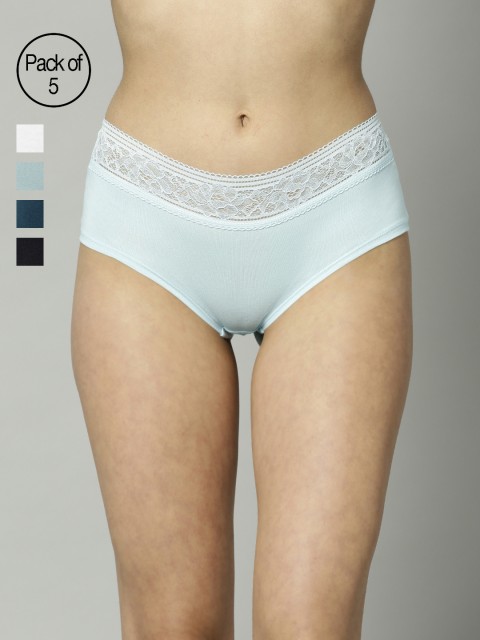 

Marks & Spencer Women Pack Of 5 Solid Low-Rise Hipster Briefs T614557, Blue