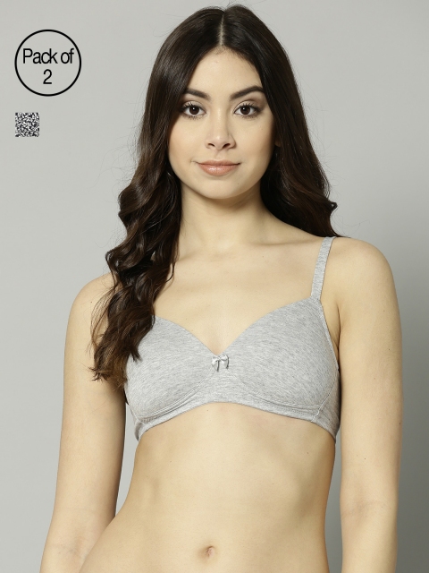 

Marks & Spencer Pack of 2 Padded Non-Wired T-shirt Bras T333212X, Grey melange