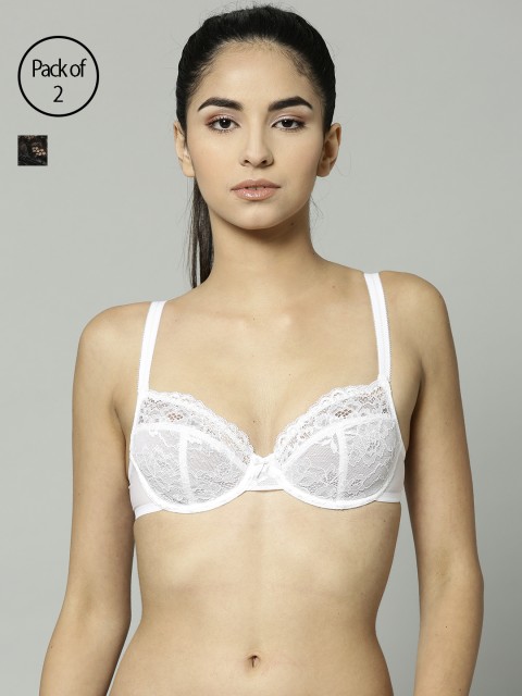 

Marks & Spencer Women Pack of 2 Lace Underwired Non Padded Everyday Bras T332696, White