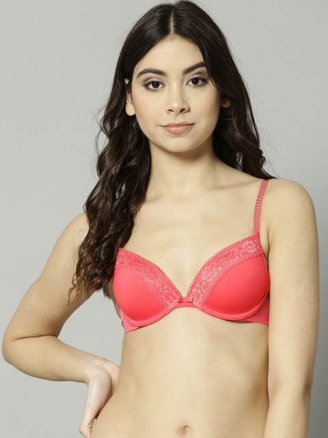 

Marks & Spencer Coral Pink Solid Underwired Lightly Padded Plunge Bra T818712