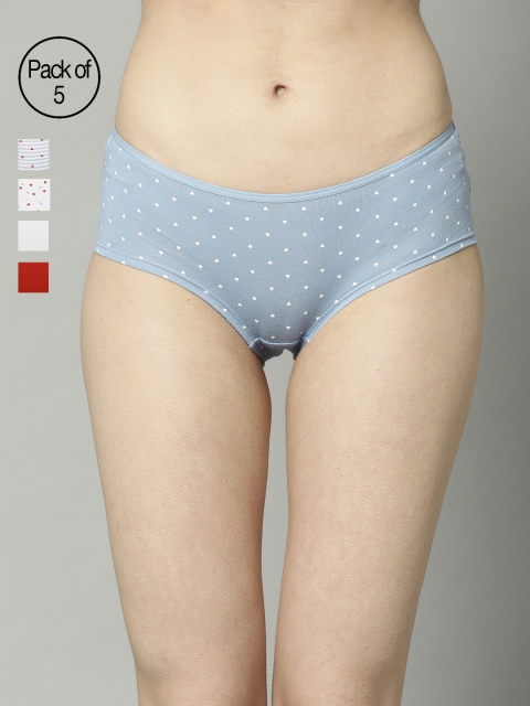 

Marks & Spencer Women Pack Of 5 Low-Rise Hipster Briefs T610306I, Blue