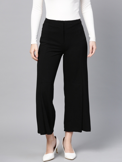 

Femella Women Black Regular Fit Solid Parallel Trousers