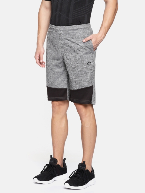 Proline Active Men Grey Melange Solid Slim Fit Sports Shorts
