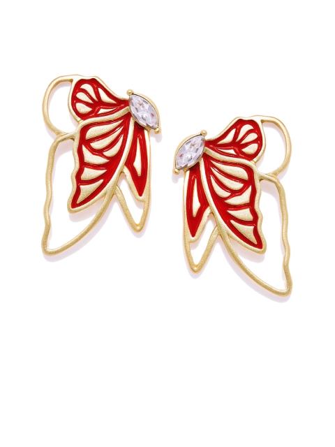 

OOMPH Gold-Toned & Red Quirky Enamelled Butterfly Studs