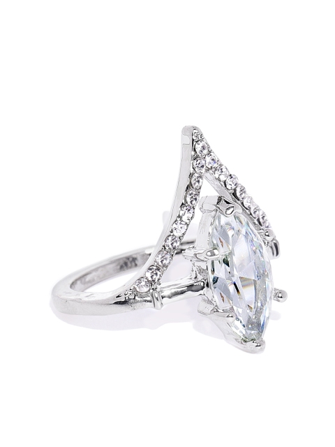 

OOMPH Silver Plated Cubic Zirconia Oversized Engagement Ring