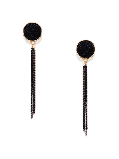 

OOMPH Gold-Toned & Black Classic Drop Earrings