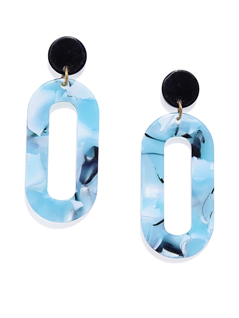 

OOMPH Blue & Black Geometric Drop Earrings