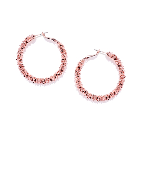 

OOMPH Gold-Toned & Pink Circular Hoop Earrings