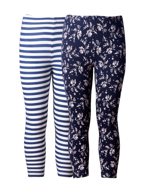 

naughty ninos Girls Pack of 2 Printed Leggings, Navy blue