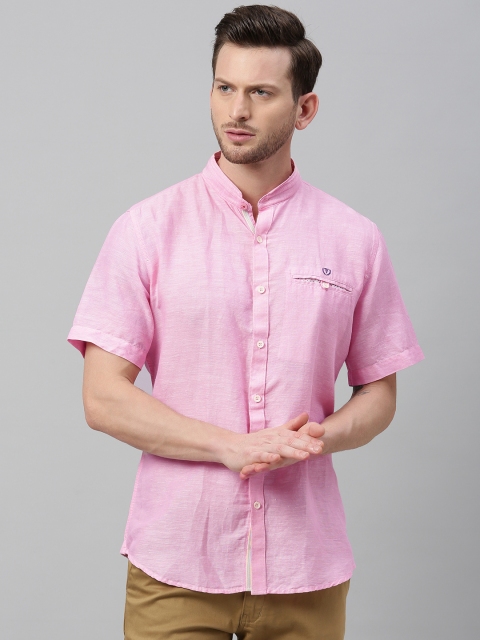 

Van Heusen Sport Men Pink Slim Fit Solid Cotton Linen Casual Shirt