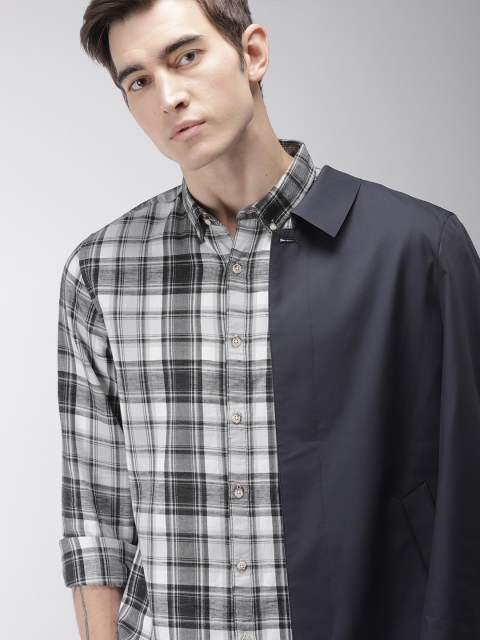 

Harvard Men White & Grey Regular Fit Checked Casual Shirt