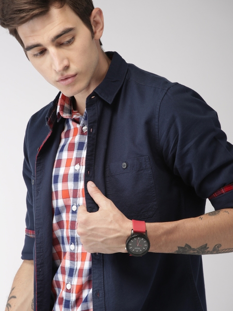 

Harvard Men Navy Blue Regular Fit Solid Casual Shirt