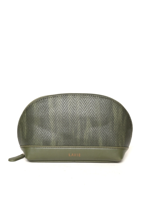 

Lavie Olive Green Textured Cosmetic Pouch