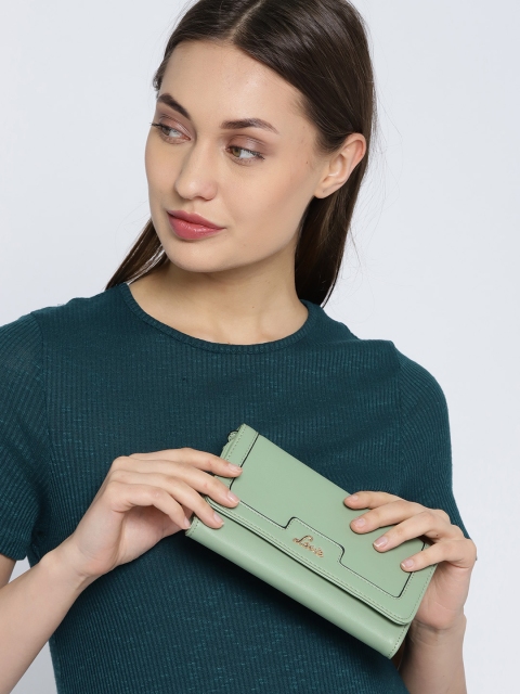 

Lavie Women Green Solid Three Fold Wallet