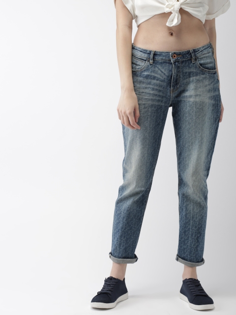 

Scotch & Soda Women Blue Boyfriend Fit Mid-Rise Clean Look Stretchable Jeans