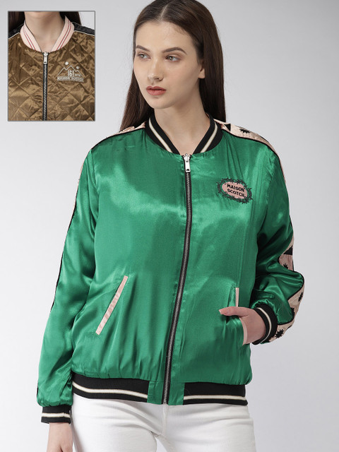 

Scotch & Soda Women Green Solid Reversible Bomber