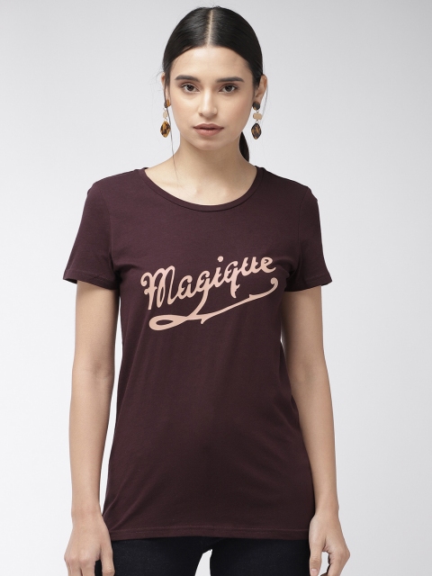 

Scotch & Soda Women Burgundy Printed Round Neck T-shirt