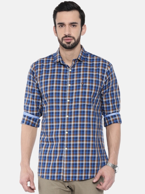 

Allen Solly Men Blue & Off-White Slim Fit Checked Casual Shirt