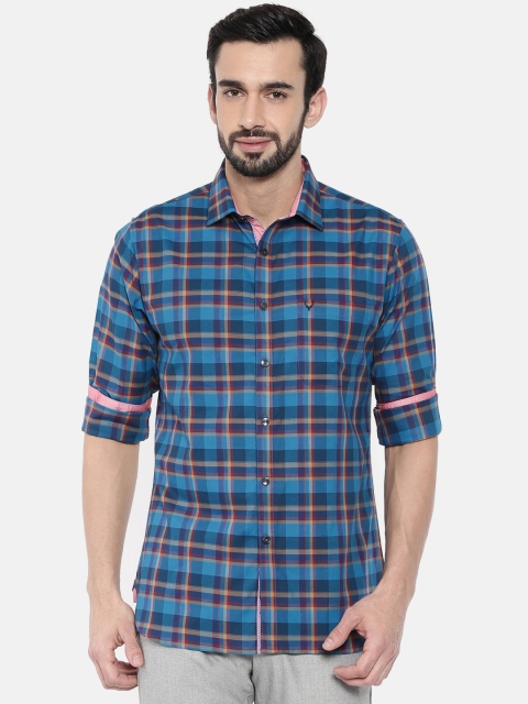 

Allen Solly Men Blue & Maroon Sport Slim Fit Checked Casual Shirt