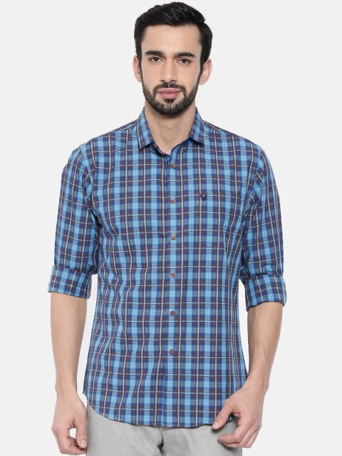 

Allen Solly Men Blue & Brown Sport Slim Fit Checked Casual Shirt