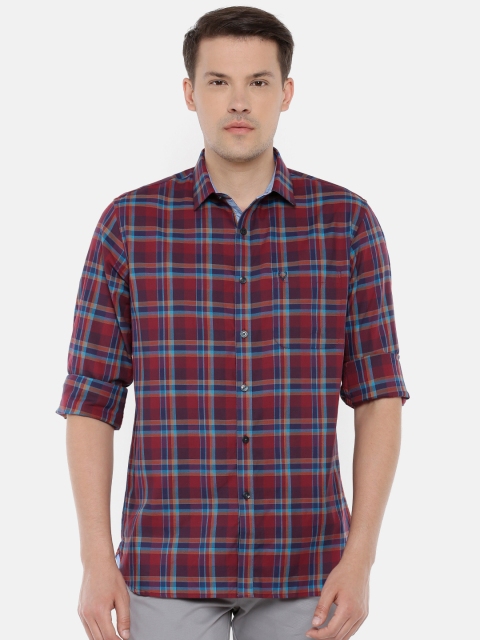 

Allen Solly Men Red & Blue Slim Fit Checked Casual Shirt