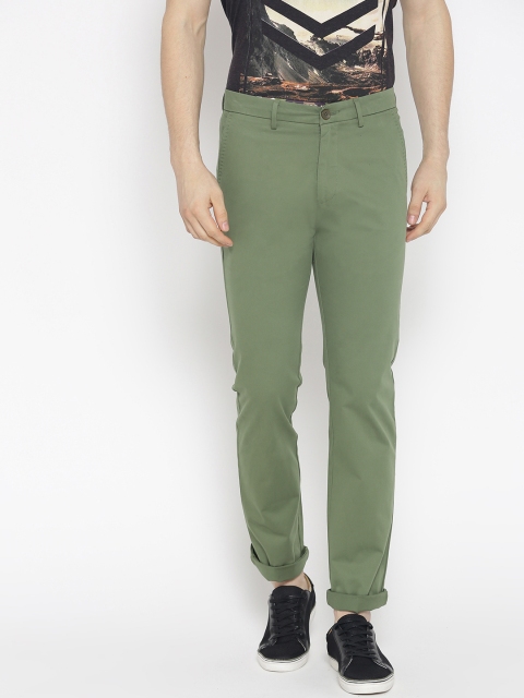 

Allen Solly Men Olive Green Custom Regular Fit Solid Trousers