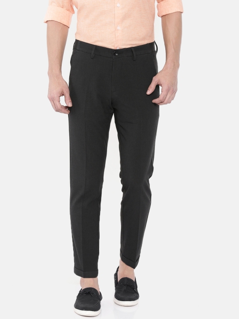 

Allen Solly Men Black Crop Slim Fit Solid Regular Trousers