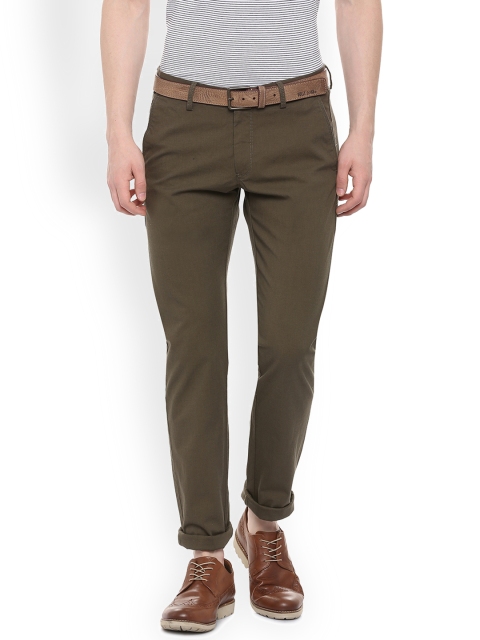 

Allen Solly Men Olive Green Slim Fit Solid Regular Trousers