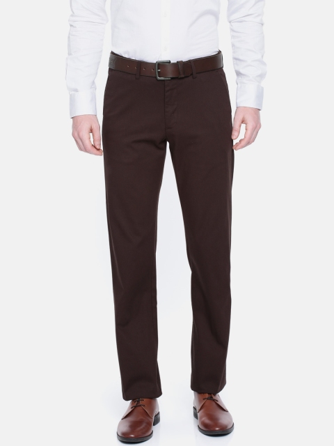 

Allen Solly Men Burgundy Custom Slim Fit Solid Regular Trousers