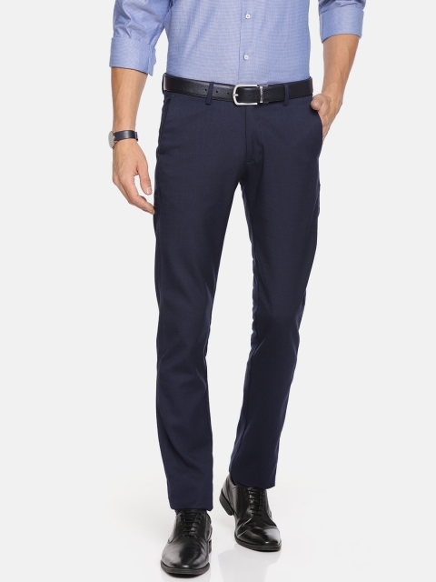 

Allen Solly Men Navy Blue Smart Slim Fit Solid Formal Trousers