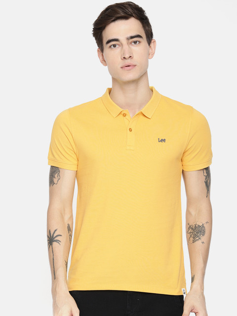 

Lee Men Yellow Solid Polo Collar T-shirt