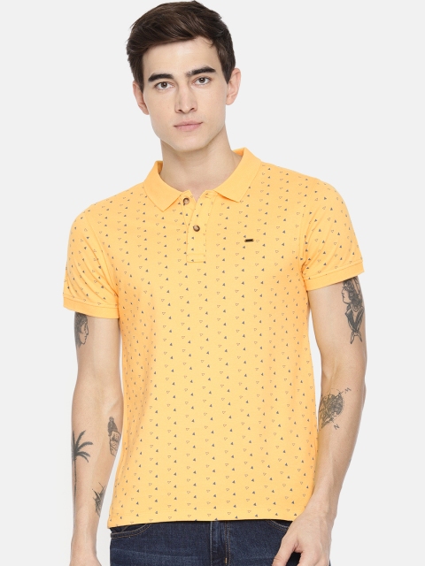 

Lee Men Yellow Printed Polo Collar Pure Cotton T-shirt
