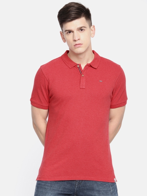 

Lee Men Red Solid Polo Collar Pure Cotton T-shirt