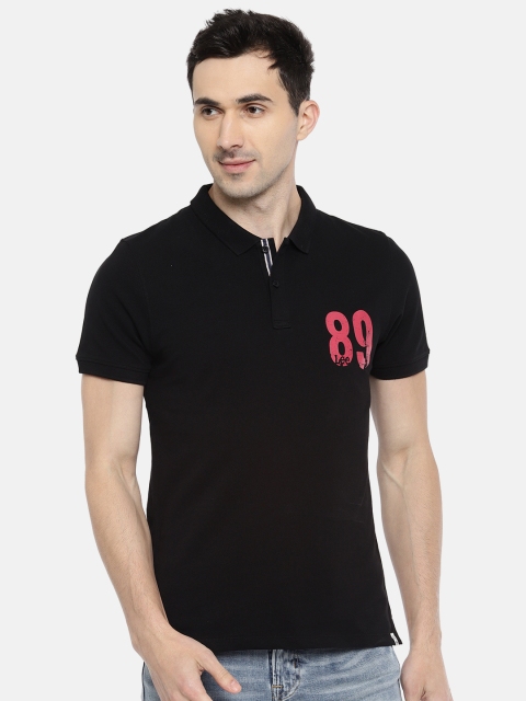

Lee Men Black Solid Polo Collar T-shirt